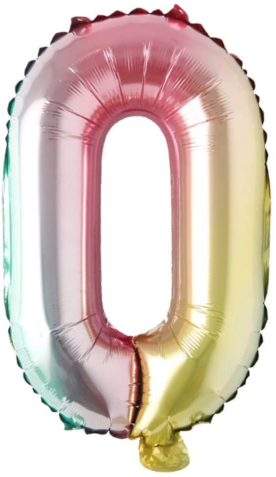 Picture of 16" Foil Balloon -  Rainbow Number 0 (air-filled)