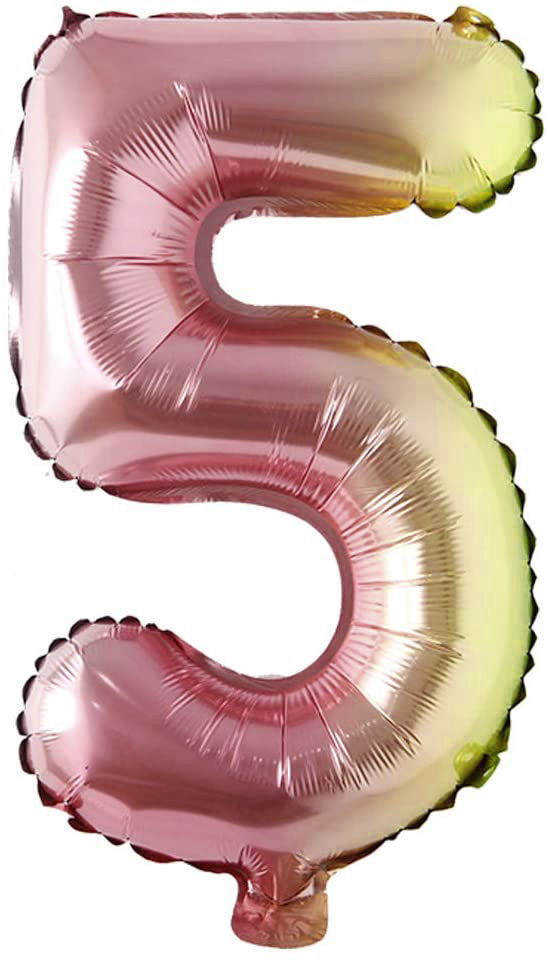 Picture of 16" Foil Balloon -  Rainbow Number 5 (air-filled)