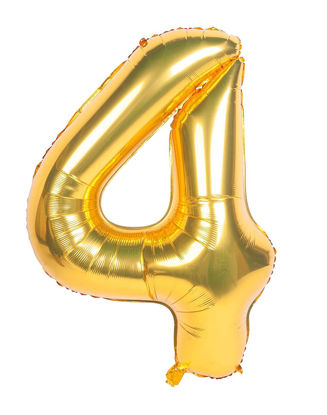 Picture of 34'' Foil Balloon Number 4 - Gold (helium-filled)