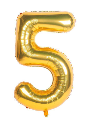 Picture of 34'' Foil Balloon Number 5 - Gold (helium-filled)