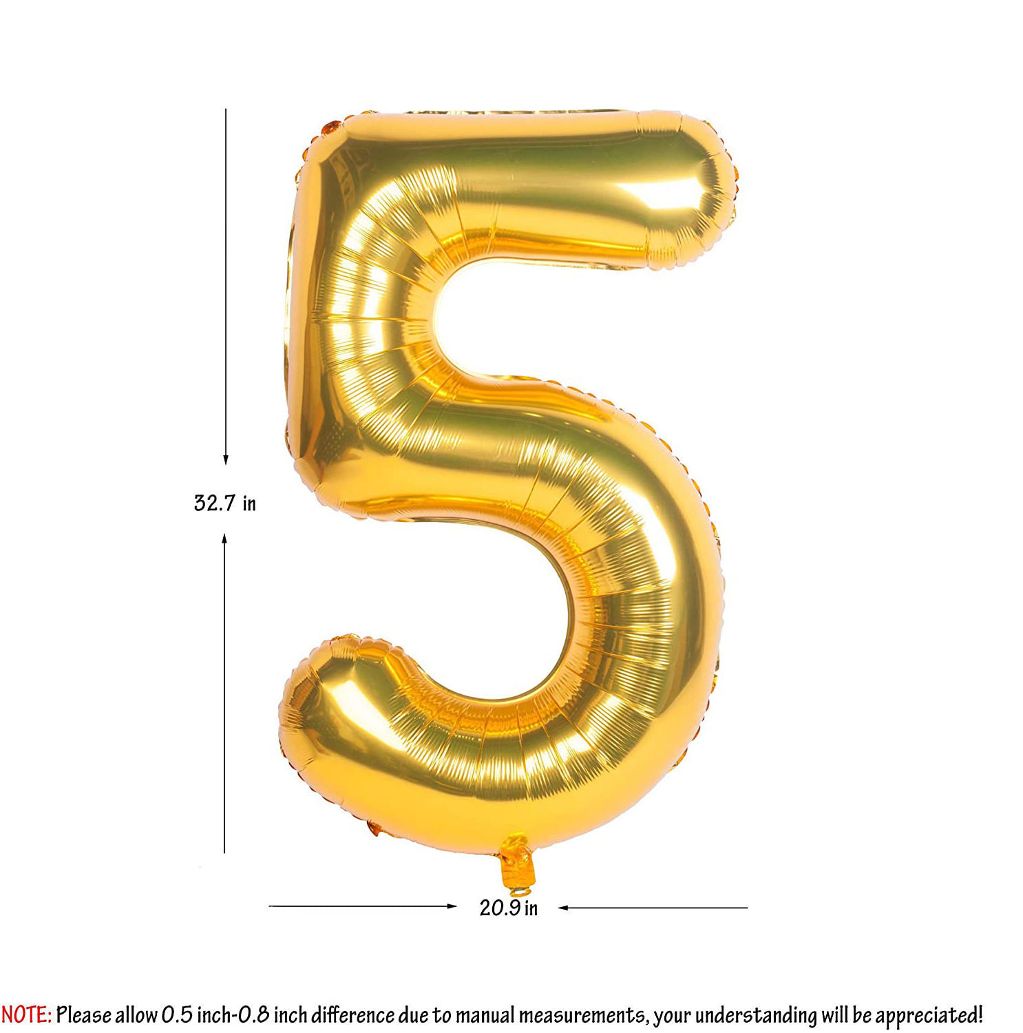 Picture of 34'' Foil Balloon Number 5 - Gold (helium-filled)