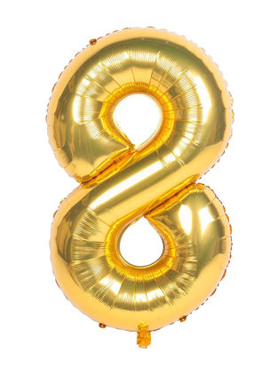 Picture of 34'' Foil Balloon Number 8 - Gold (helium-filled)