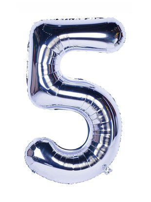 Picture of 34'' Foil Balloon Number 5 - Silver (helium-filled)