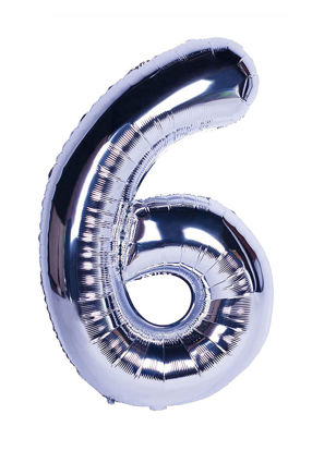 Picture of 34'' Foil Balloon Number 6 - Silver (helium-filled)