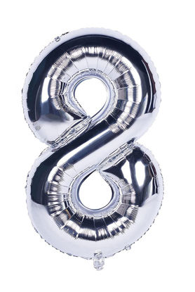 Picture of 34'' Foil Balloon Number 8 - Silver (helium-filled)