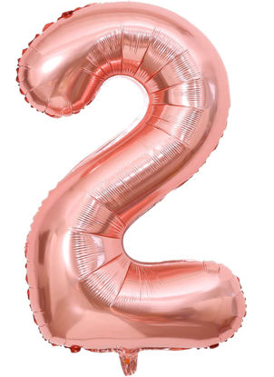 Picture of 34'' Foil Balloon Number 2 - Rose Gold (helium-filled)