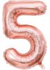 Picture of 34'' Foil Balloon Number 5 - Rose Gold (helium-filled)