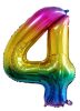 Picture of 34'' Foil Balloon Number 4 - Bright Rainbow (helium-filled)