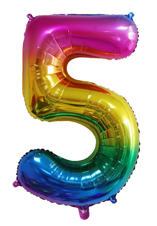 Picture of 34'' Foil Balloon Number 5 - Bright Rainbow (helium-filled)