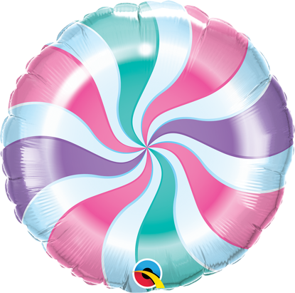 Picture of 18" Round Pastel Candy Swirl Foil Balloon (helium-filled)