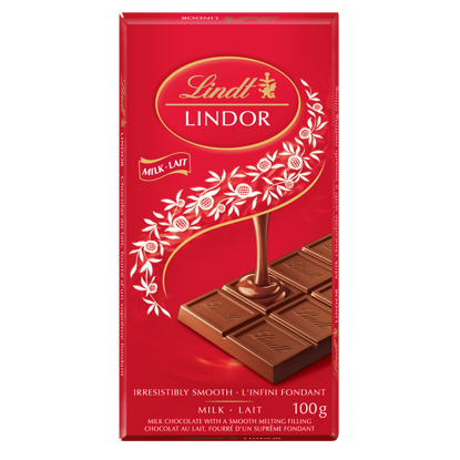 Picture of Lindt LINDOR Milk Chocolate Bar, 100 Grams