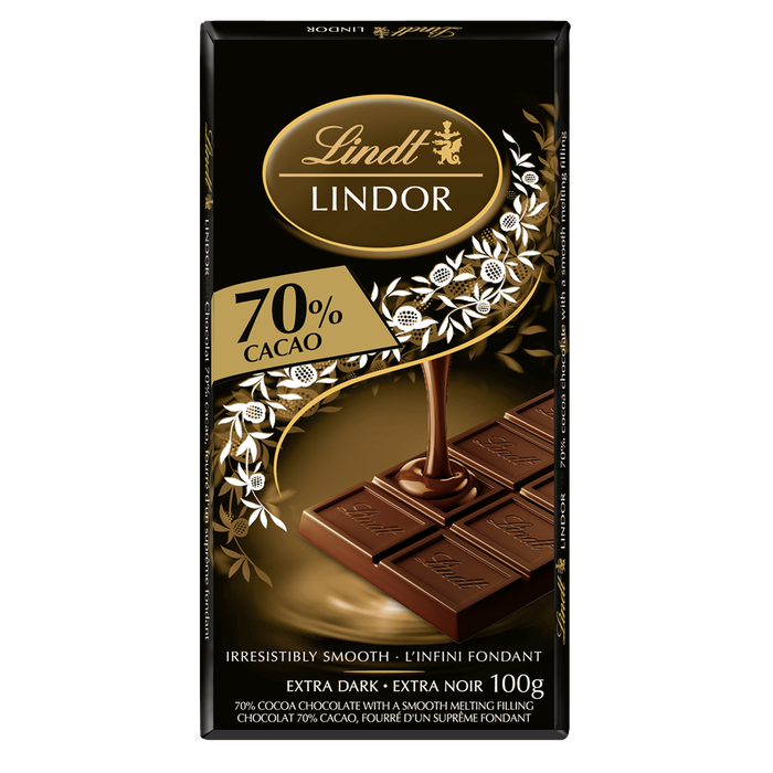 Picture of Lindt LINDOR Extra Dark Chocolate Bar 70% Cacoa , 100 Grams