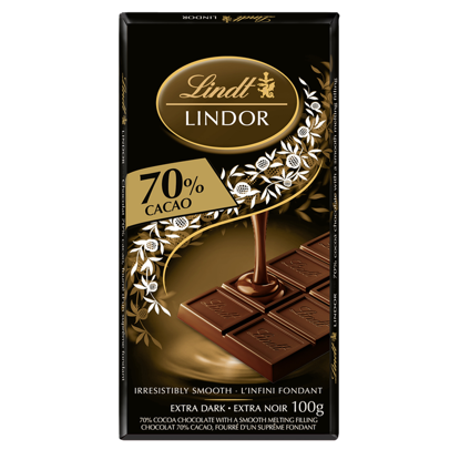 Picture of Lindt LINDOR Extra Dark Chocolate Bar 70% Cacoa , 100 Grams