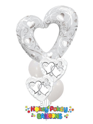 Picture of Giant Filigree Heart - Balloon Bouquet of 5