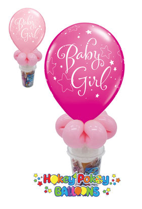 Picture of 11'' Baby Girl with Stars -  Balloon Candy Cup