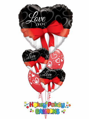 Picture of Love you with Jumbo Heart - Balloon Bouquet of 5
