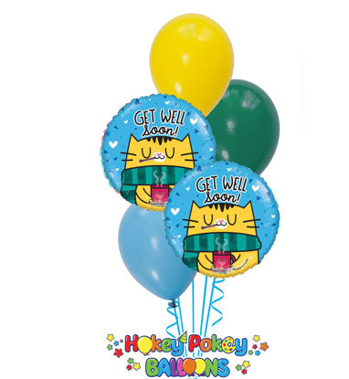 Picture of Rest, Relax and Recover! Get Well! Balloon Bouquet (5 pc)