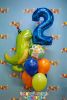 Picture of Happy DINO with Number - Dinosaur Birthday Balloon Bouquet  (9pc)