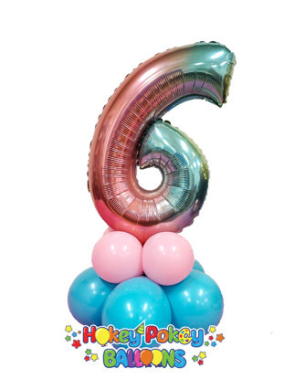 Picture of 16'' Foil  Number - Balloon Table Centerpiece Arrangement (air filled)