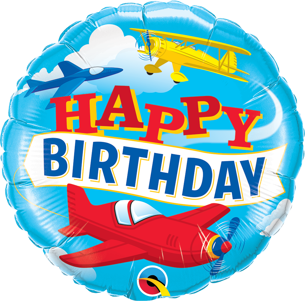 Picture of 18"  Birthday Airplanes Foil Balloon (helium-filled)