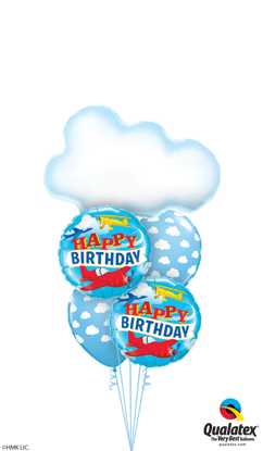 Picture of Flying Airplane - Birthday Balloon Bouquet of 5