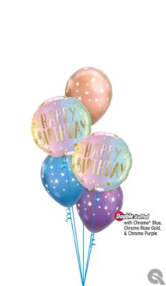 Picture of Birthday Pastel Ombre & Stars Balloon Bouquet (5 pc) 