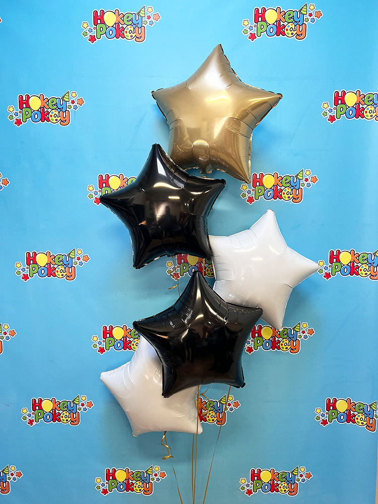 Picture of 19" Metallic White Star Foil Balloon (helium-filled)  