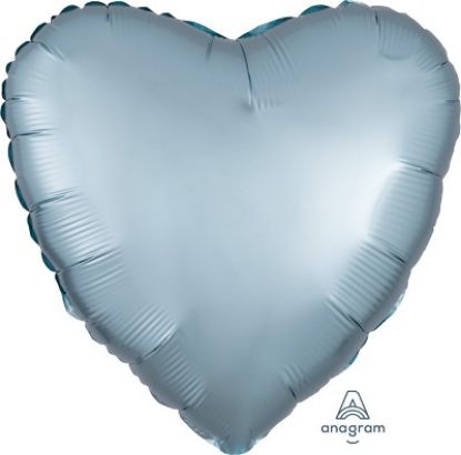 Picture of 18" Satin Luxe Pastel Blue Heart Foil Balloon (helium-filled)