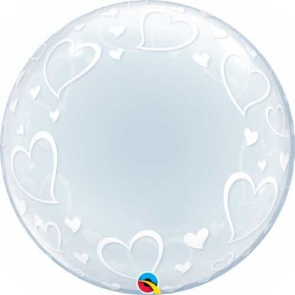 Picture of 24" Deco Bubble - Stylish Hearts (helium-filled)  