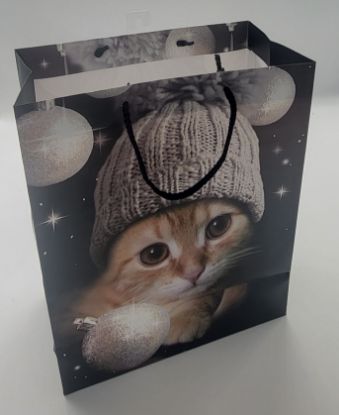 Picture of Cat  & Balls Large Xmas  Bag - 12.75"x10"